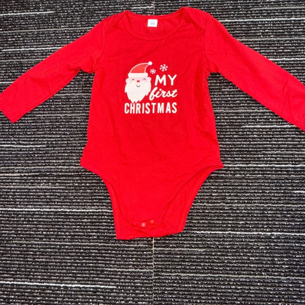 My First Christmas Outfit Kids 18-24M Santa Bodysuit Striped Pants Set